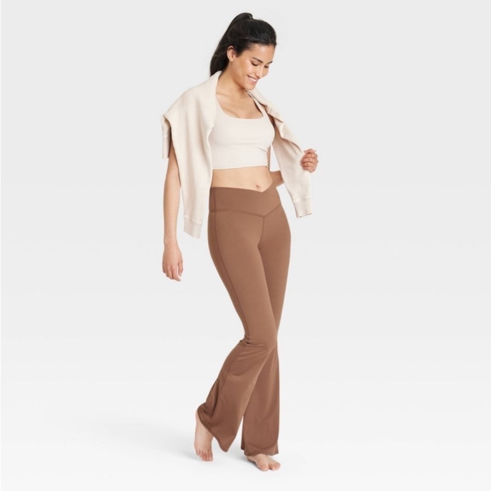 Women's Crossover Flare Leggings - JoyLab™ Brown new - Picture 3 of 5